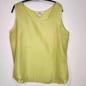 Ellen Ashley Lime Green 100% Silk Tank Top, Size L